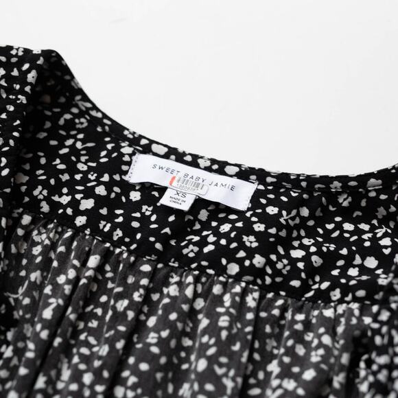 Sweet Baby Jamie Black Ditsy Midi Dress - Size XS - Picture 5 of 7